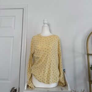 Vintage Old Navy Light Yellow Floral Long Sleeve Top